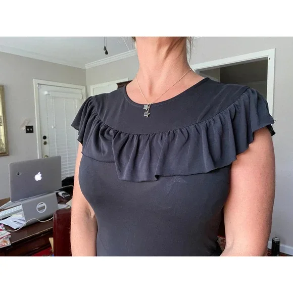 Mo:Vint Black Sheer Collarbone Jumpsuit - Picture 3 of 14